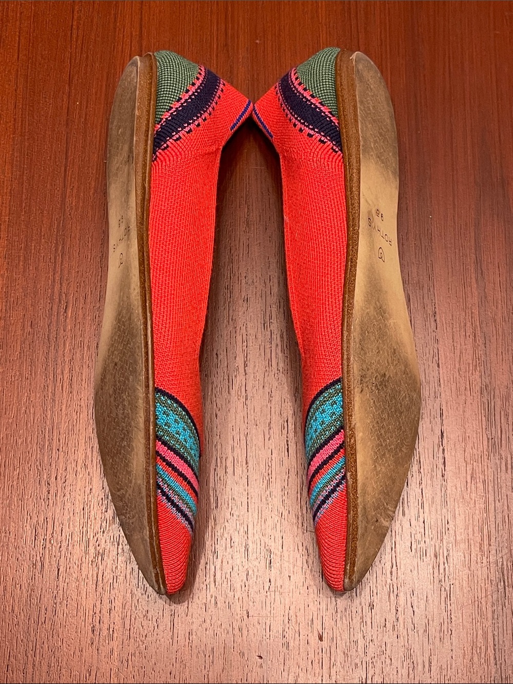 Rothy’s Merino Point Flats in Blaze Ribbon Stripe Colorway- Retired- size 9.5 - Picture 4 of 6
